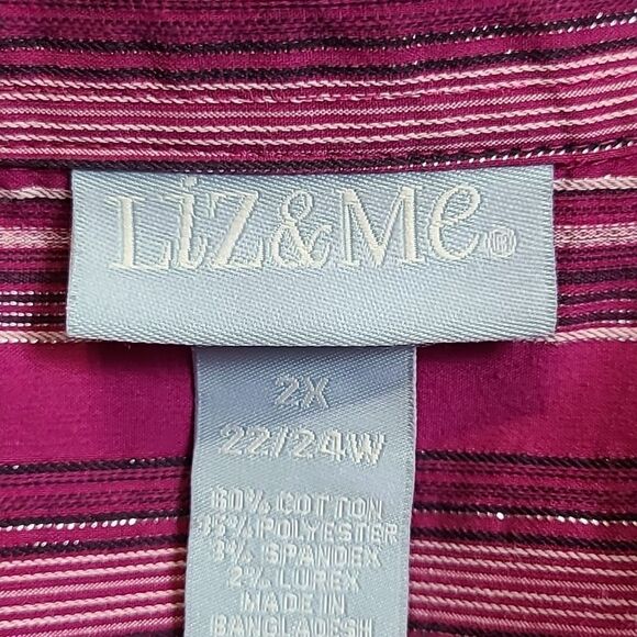 Liz & Me Pinkish Purple Shirt/Jacket with Metallic Stripes Front Zipper, Size 2X - Picture 8 of 9